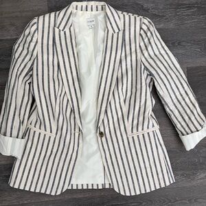 J. Crew Striped Blazer in Blue and White